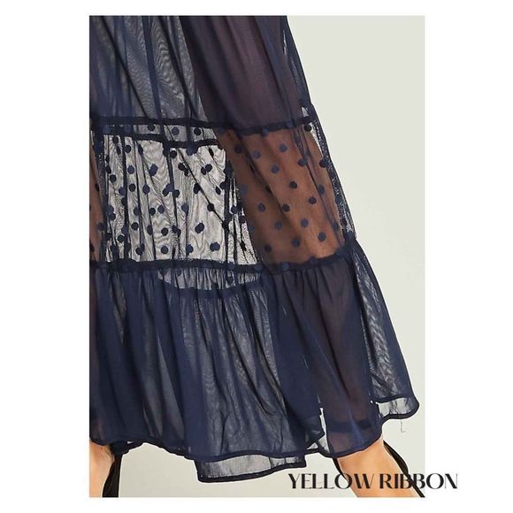 NEW entro Mesh Maxi Dress with Velvet Body Detail - Picture 3 of 5